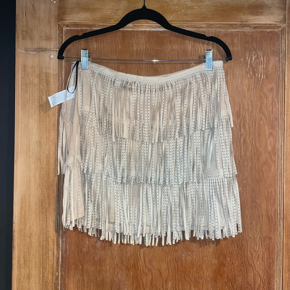Studded Fringe Skirt